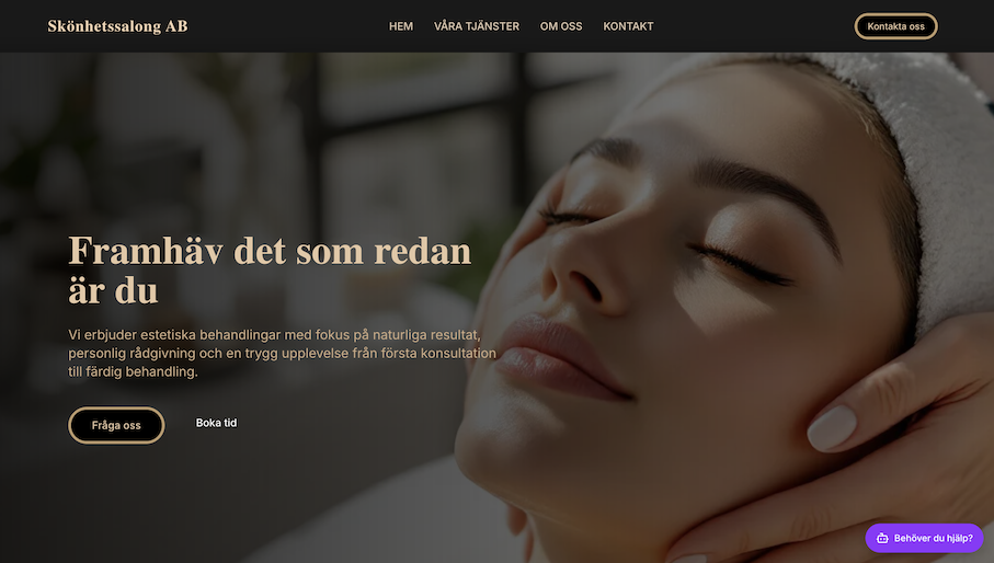 Hemsida till Skönhetssalong AB