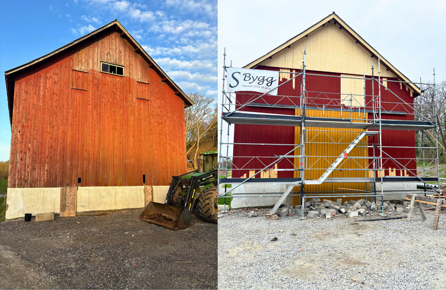 Fasadrenovering på lada